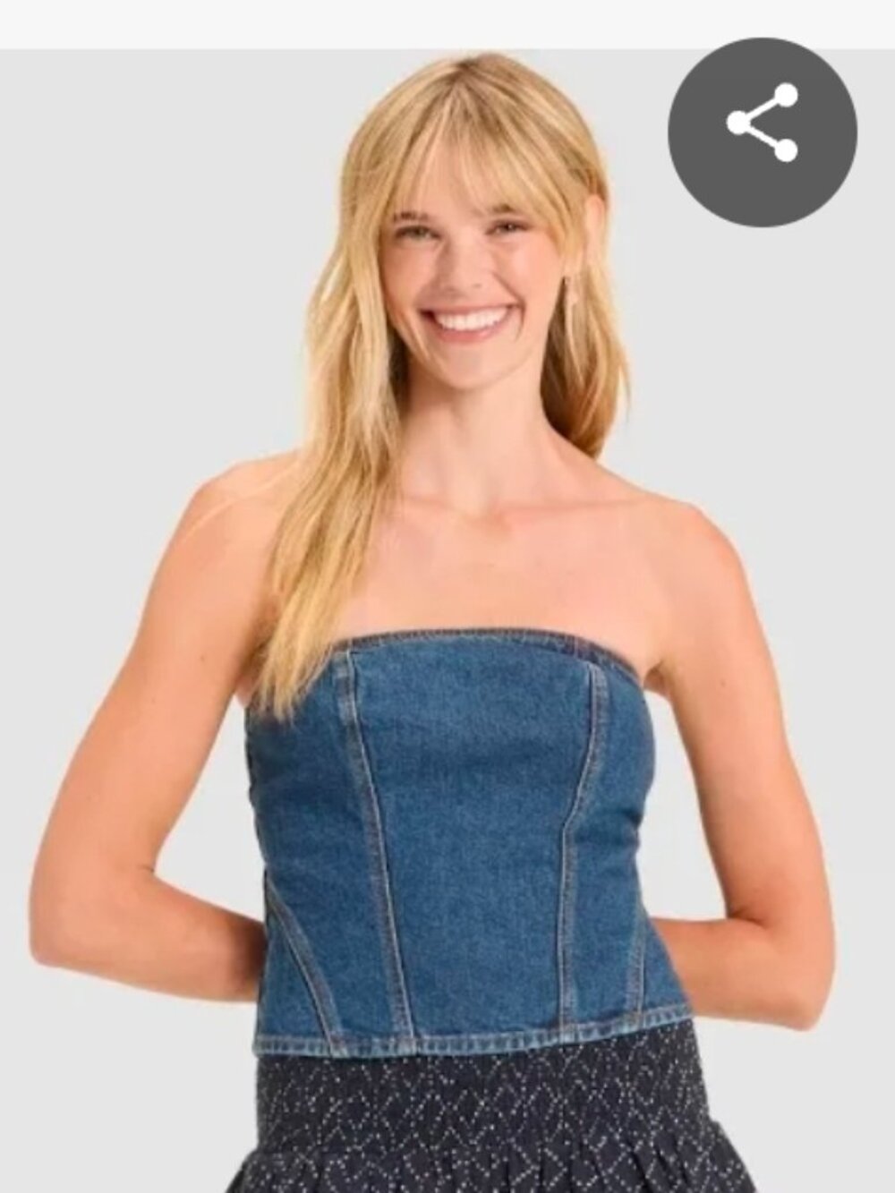NWT Universal Thread Women's Blue Denim Corset Tube top with zipper back